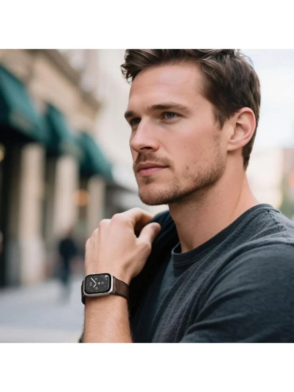 Genuine Leather Magnetic Bands for Apple Watch 38mm-49mm, Unisex iWatch Straps